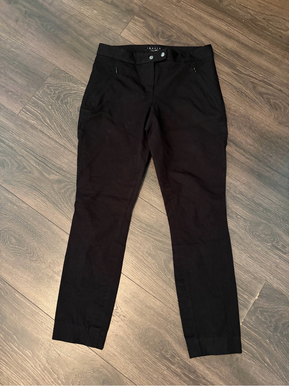 THEORY ADALWEN JETTY BLACK STRETCH PANTS, 0